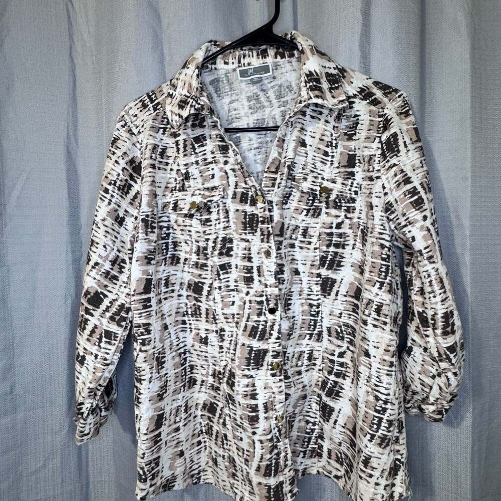 JM Collection Petite Abstract Print Button-Down Shirt
